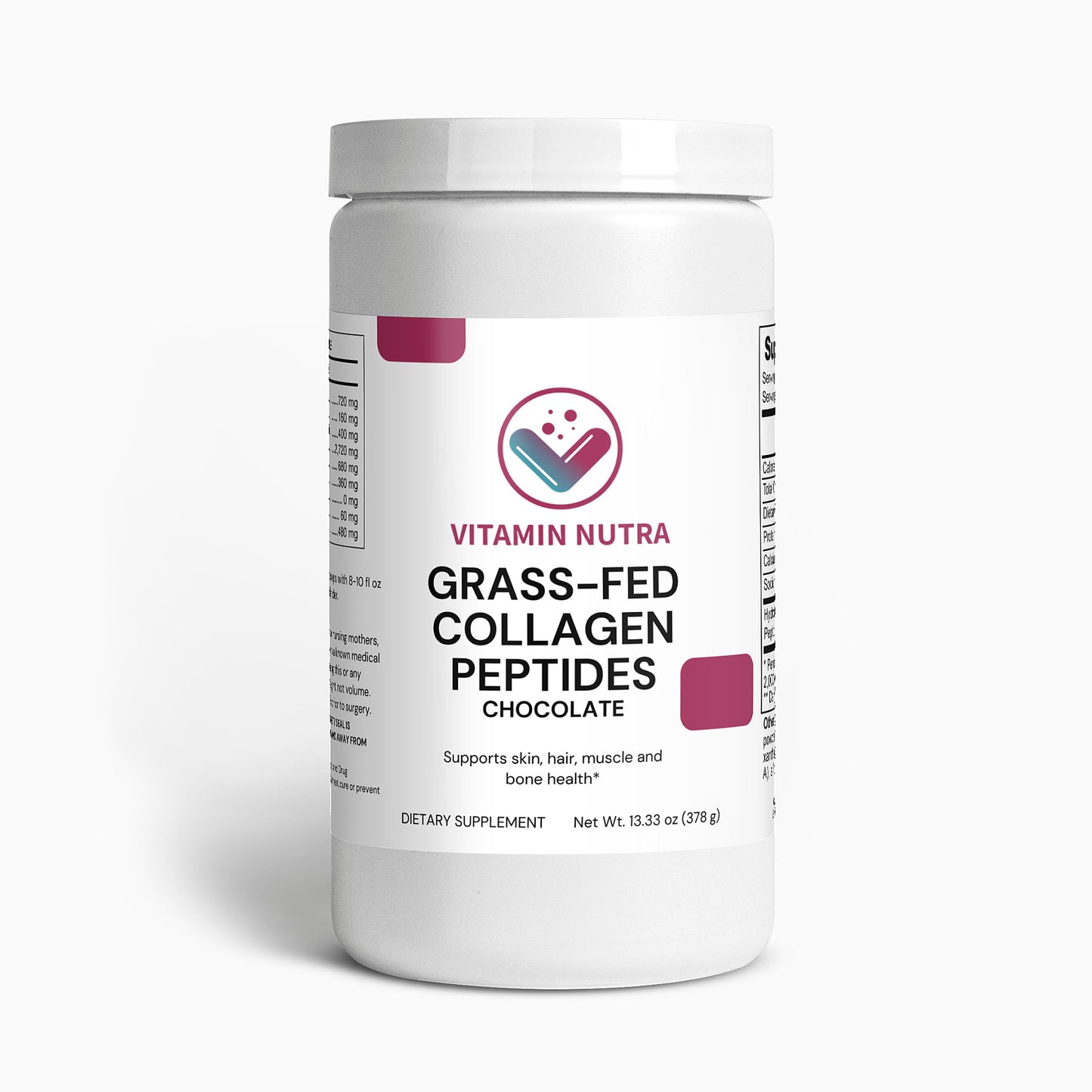 Easy-to-mix Grass-Fed Chocolate Collagen Peptides Powder.