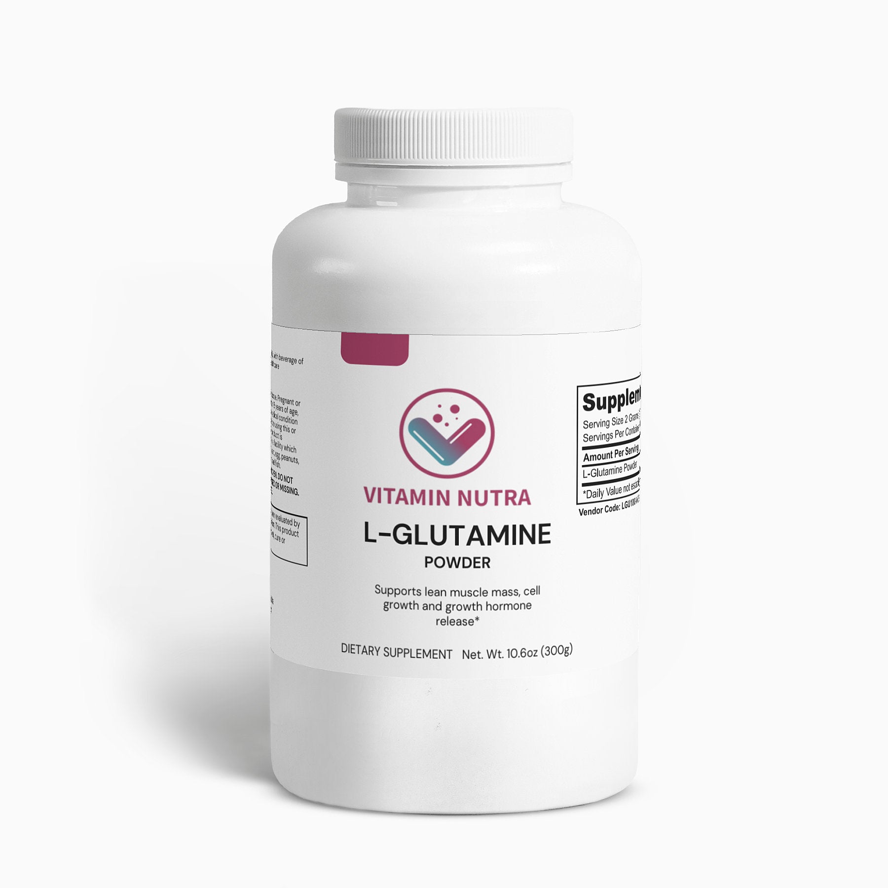 Unflavored L-Glutamine Powder in a Scoop.