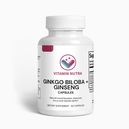 Ginkgo Biloba leaf and Red Asian Ginseng for natural cognitive support.