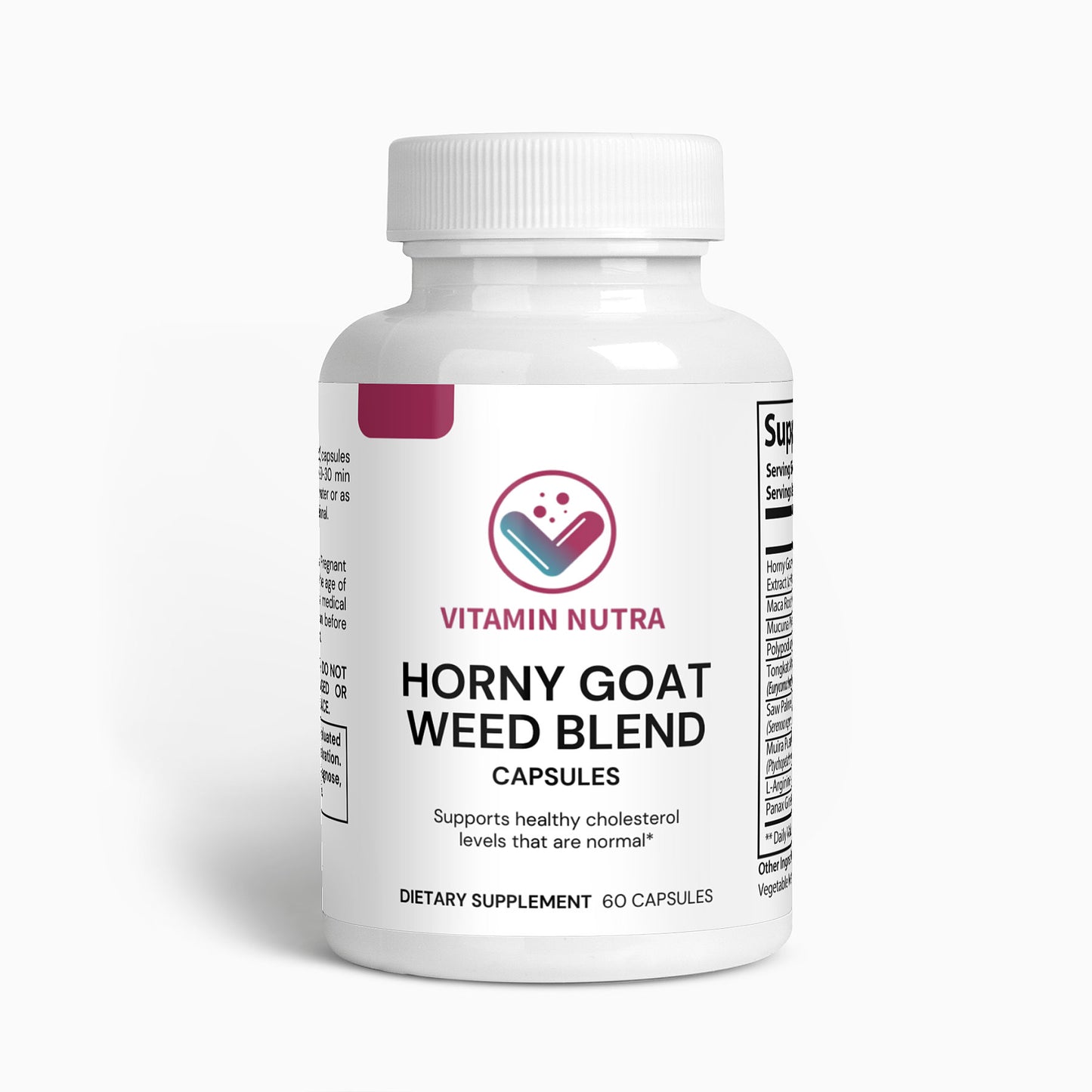 Daily dose of Horny Goat Weed Blend capsules: A blend of adaptogenic herbs.