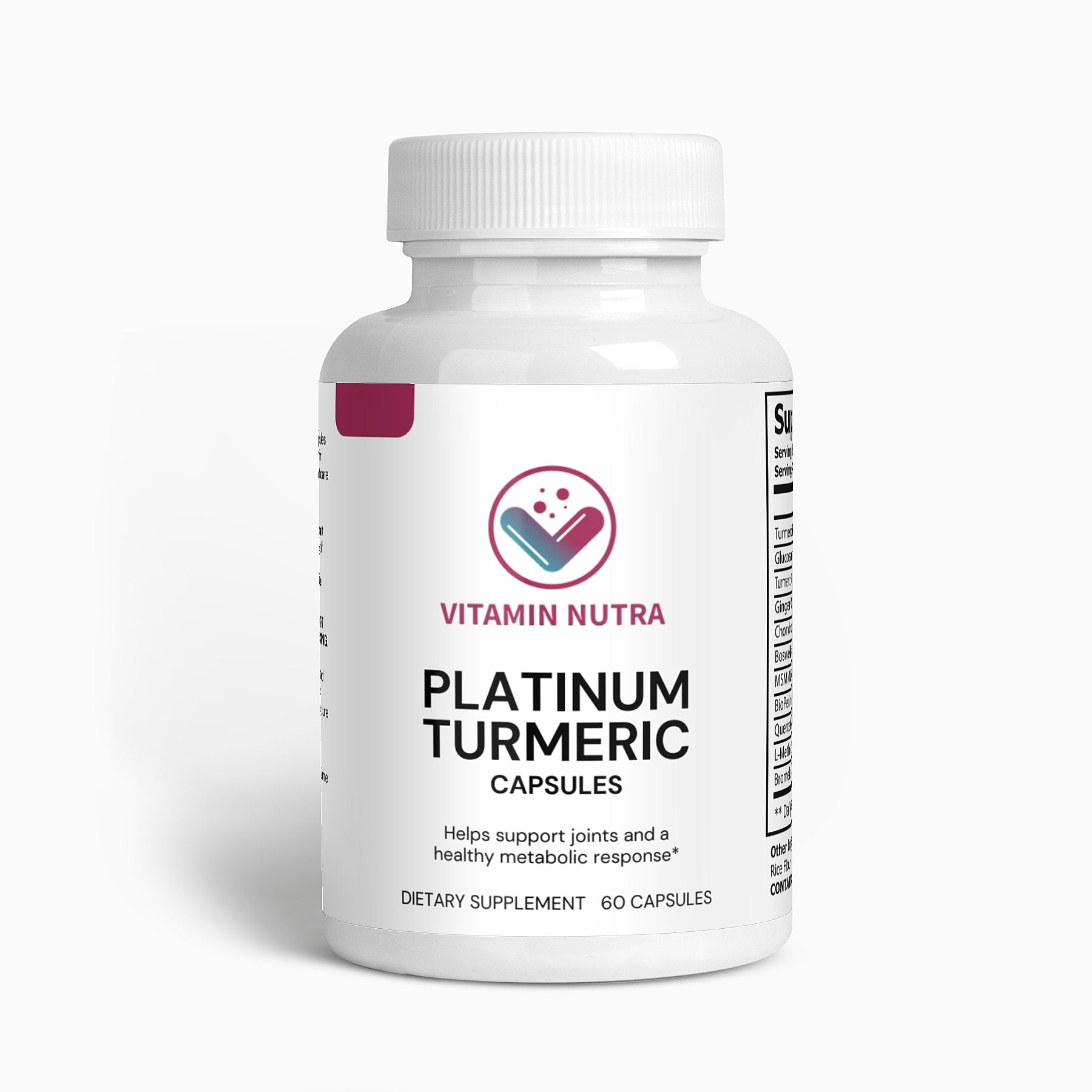 Daily Platinum Turmeric capsules for joint health, metabolism, and overall well-being.