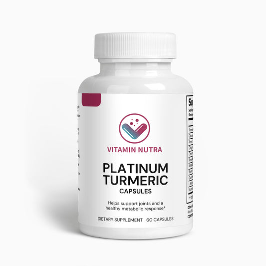 Daily Platinum Turmeric capsules for joint health, metabolism, and overall well-being.