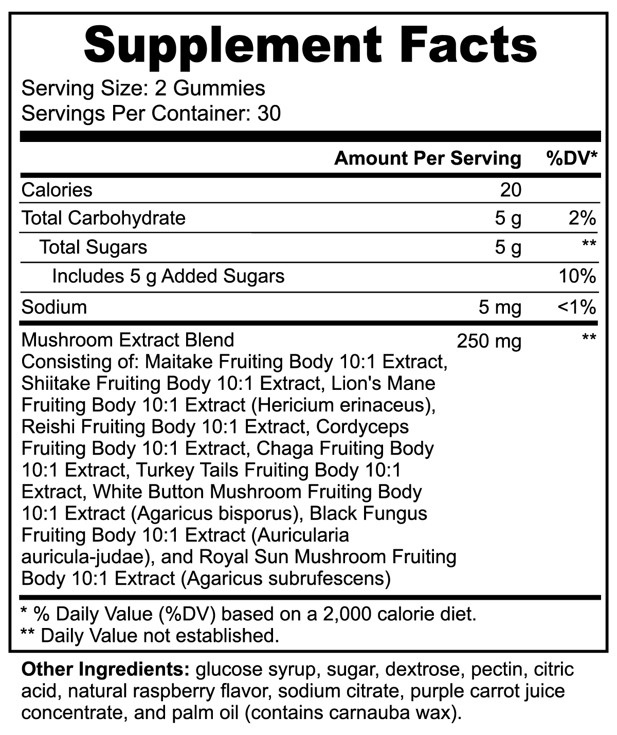 Mushroom Complex Gummies: Supports overall health and well-being with adaptogenic mushrooms.