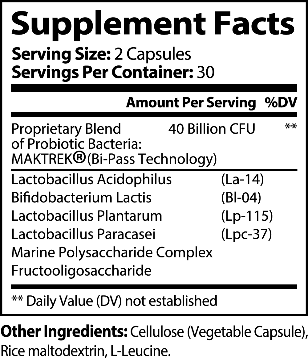  Probiotic 40 Billion with Prebiotics bottle with a sleek design and gut health graphic.