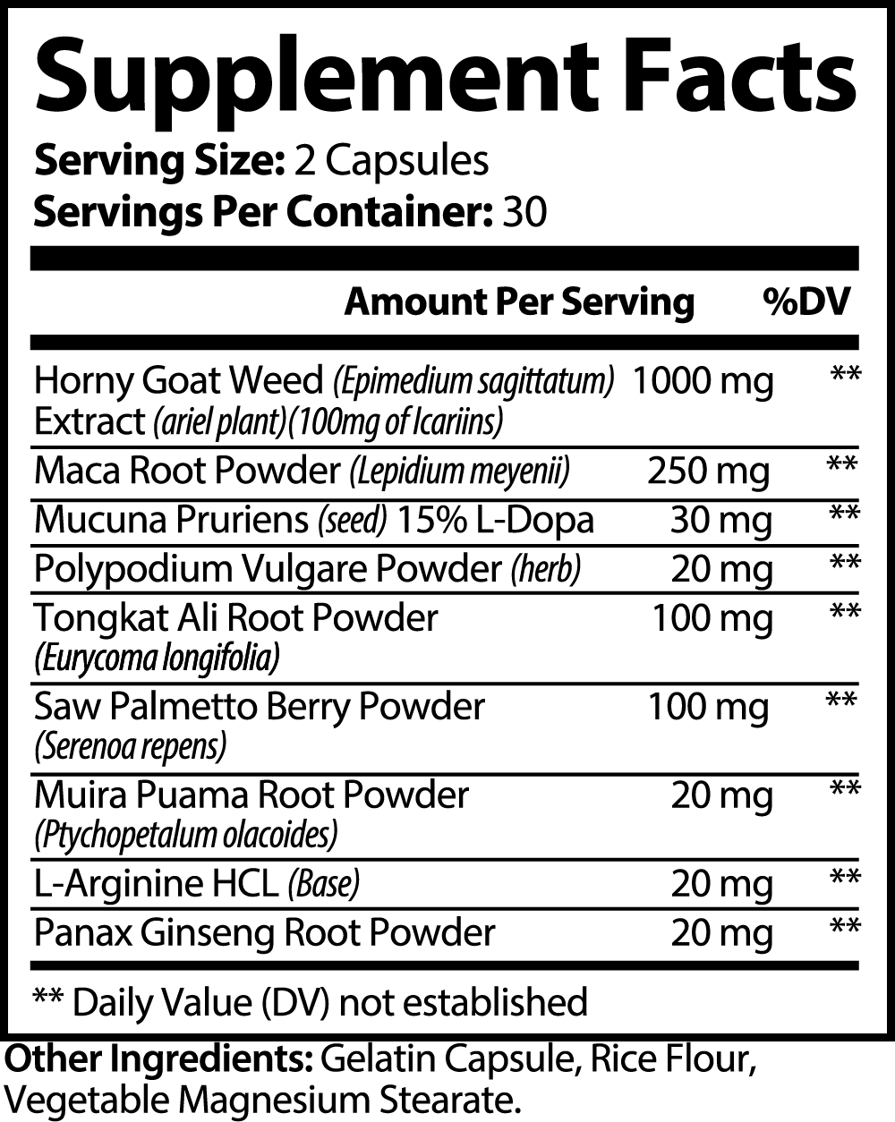  Horny Goat Weed Blend: Adaptogenic herbs may help the body adapt to stress and support emotional well-being.