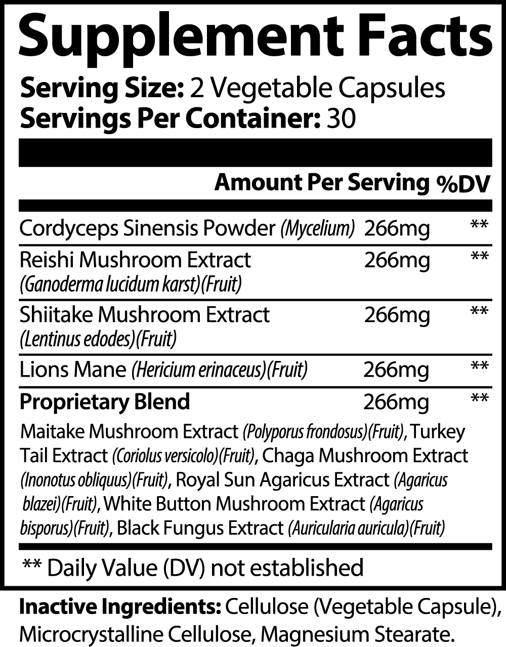 Mushroom Complex 10X: Packed with antioxidants to combat free radical damage and protect your cells.