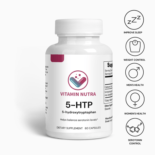 Natural 5-HTP Supplement Capsules in Bottle