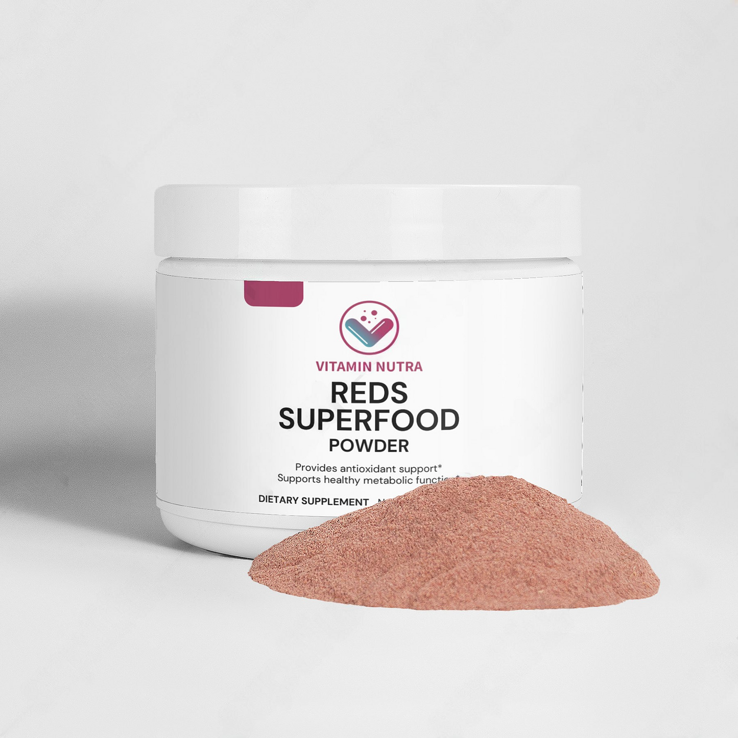 Nutrient-rich ingredients in Reds Superfood Powder.