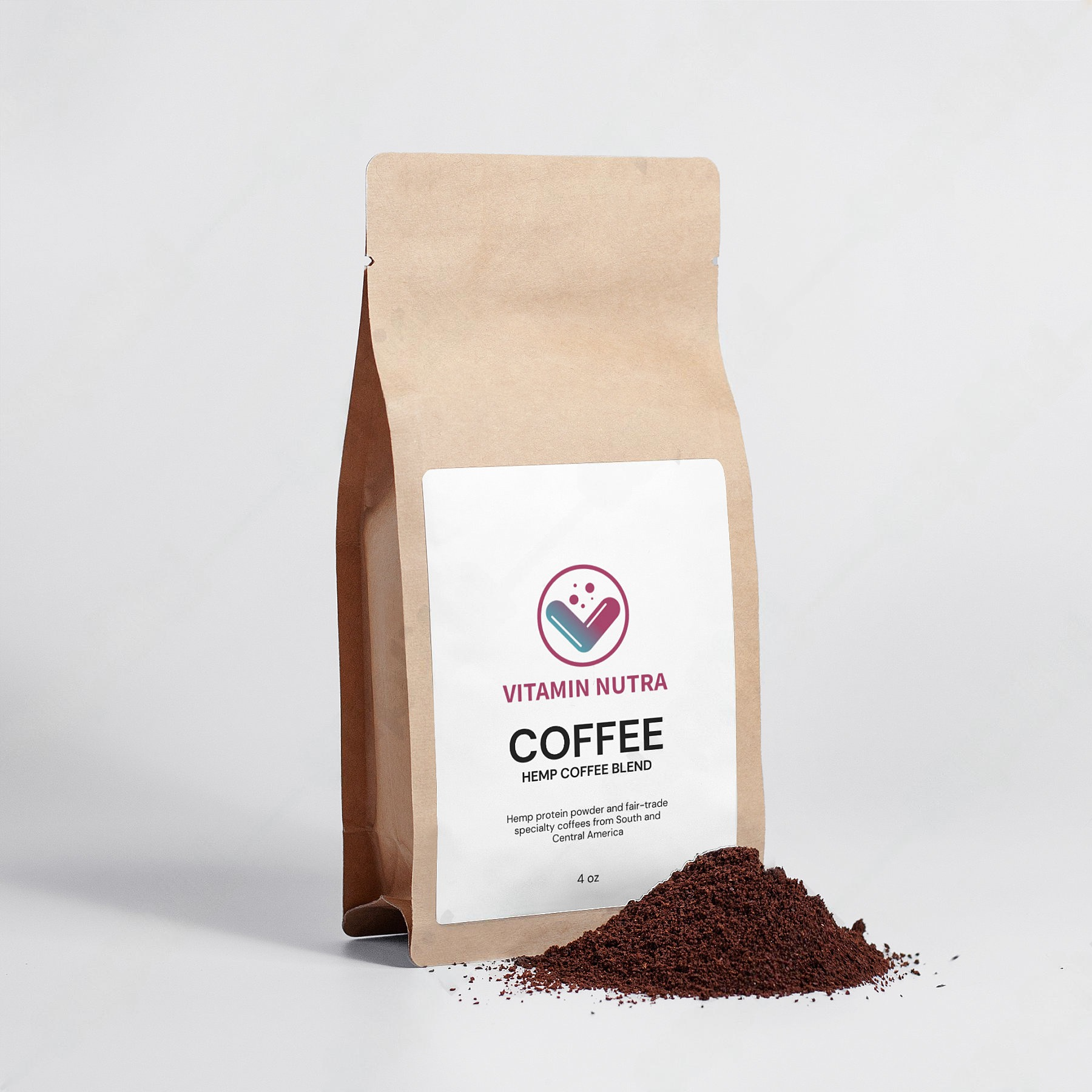 : Organic coffee beans blended with protein-rich hemp seeds.