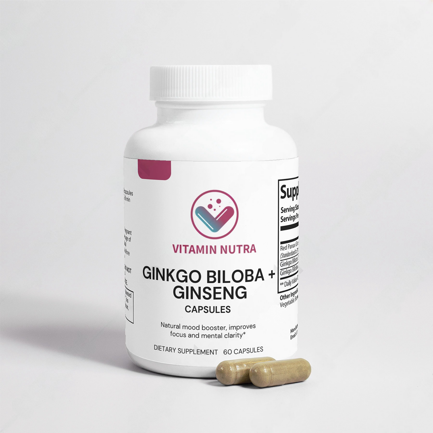 Ginkgo Biloba + Ginseng as part of a healthy lifestyle for brain and immune support.