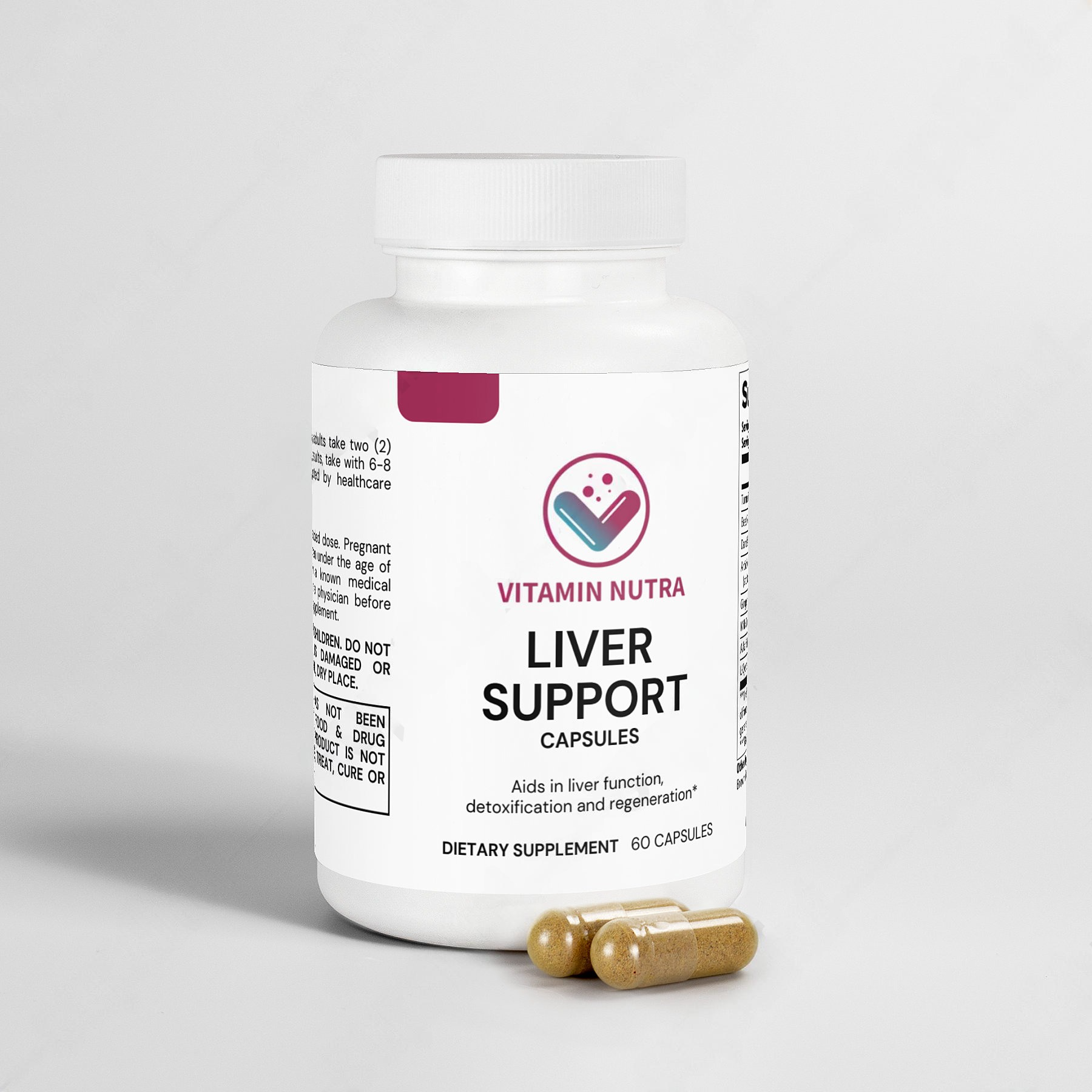 Liver Support with Turmeric, Beet Root, Milk Thistle, and other natural liver support ingredients.