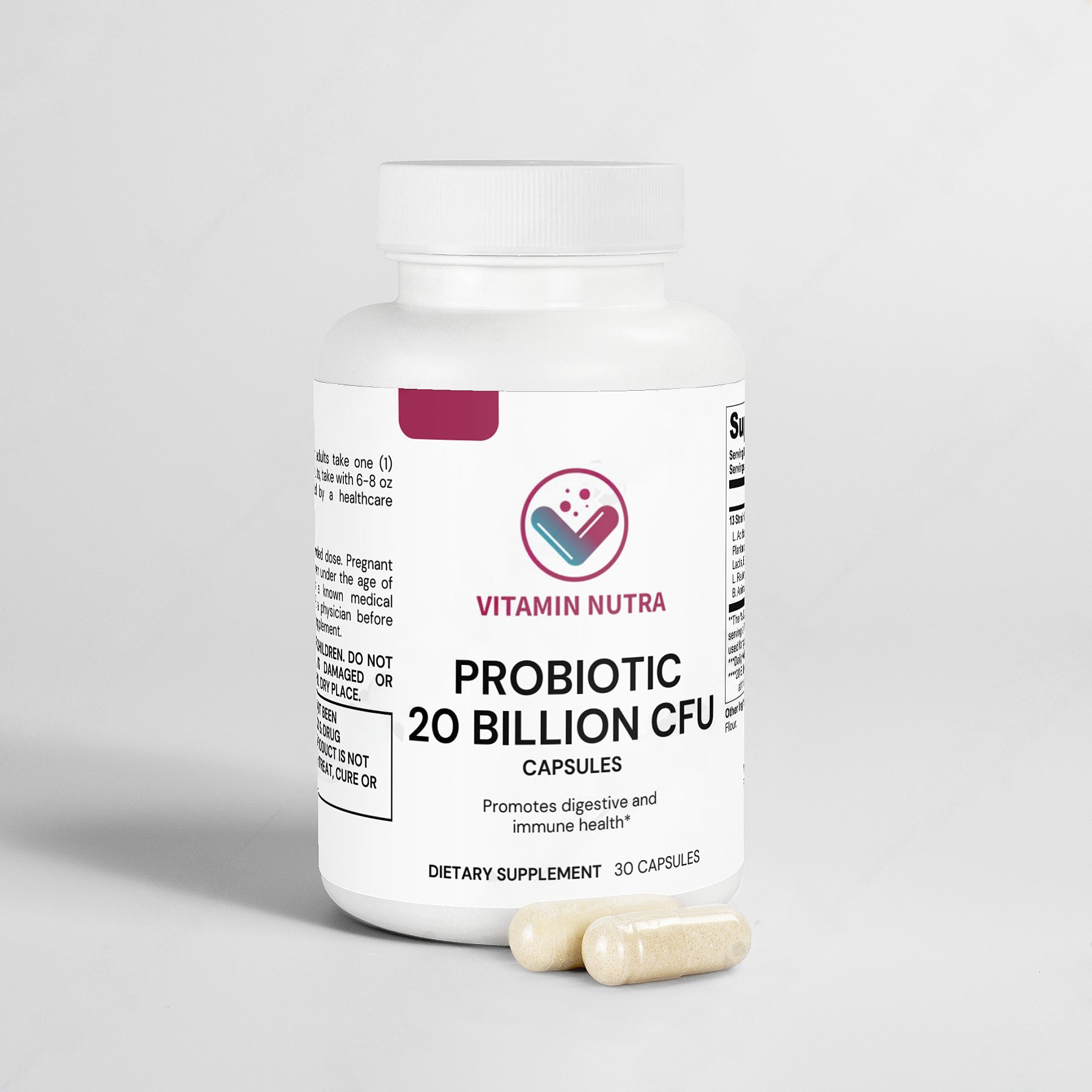 Probiotic 20 Billion promotes a healthy gut microbiome.