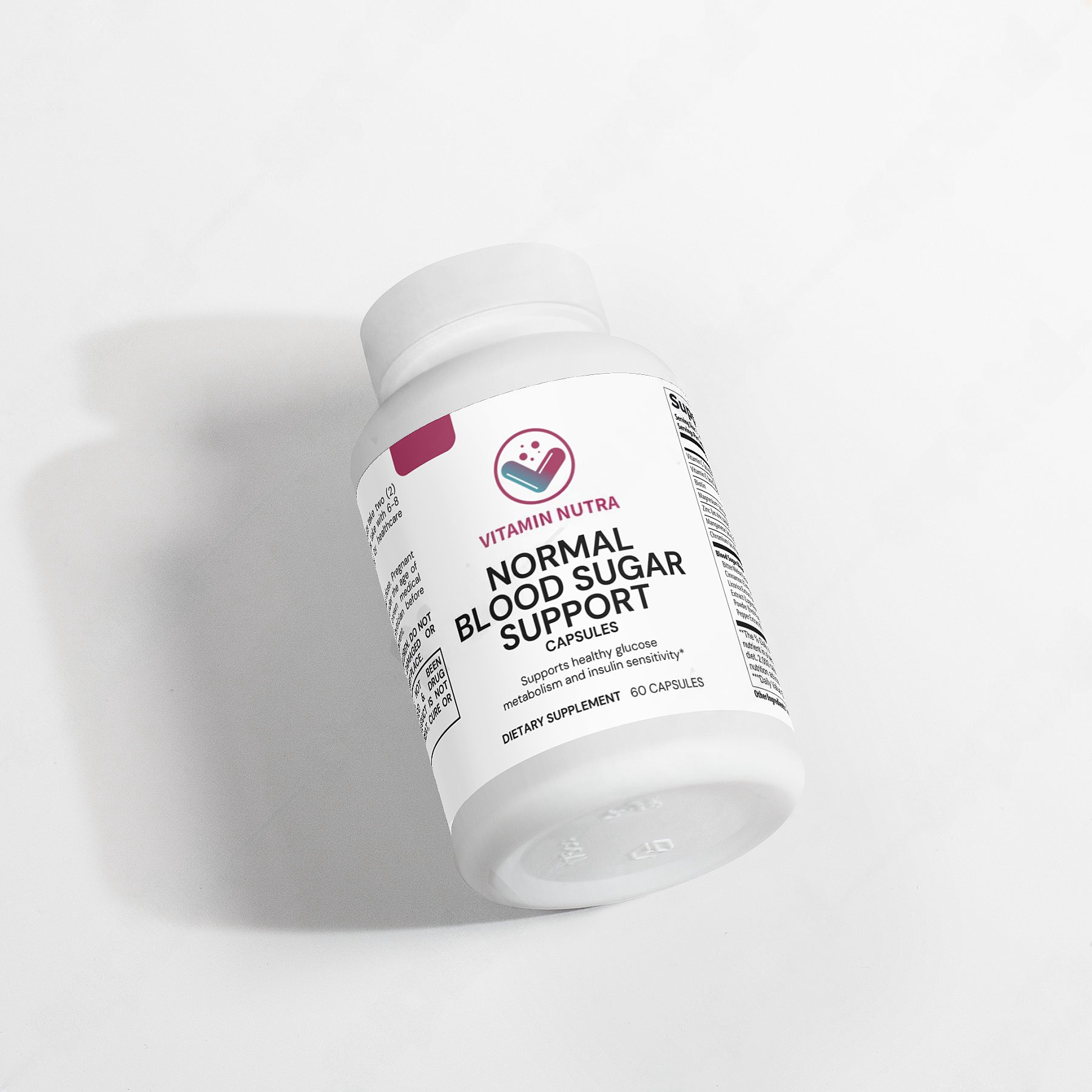 Normal Blood Sugar Support capsules containing Chromium, Bitter Melon, Alpha Lipoic Acid, and other blood sugar support nutrients.