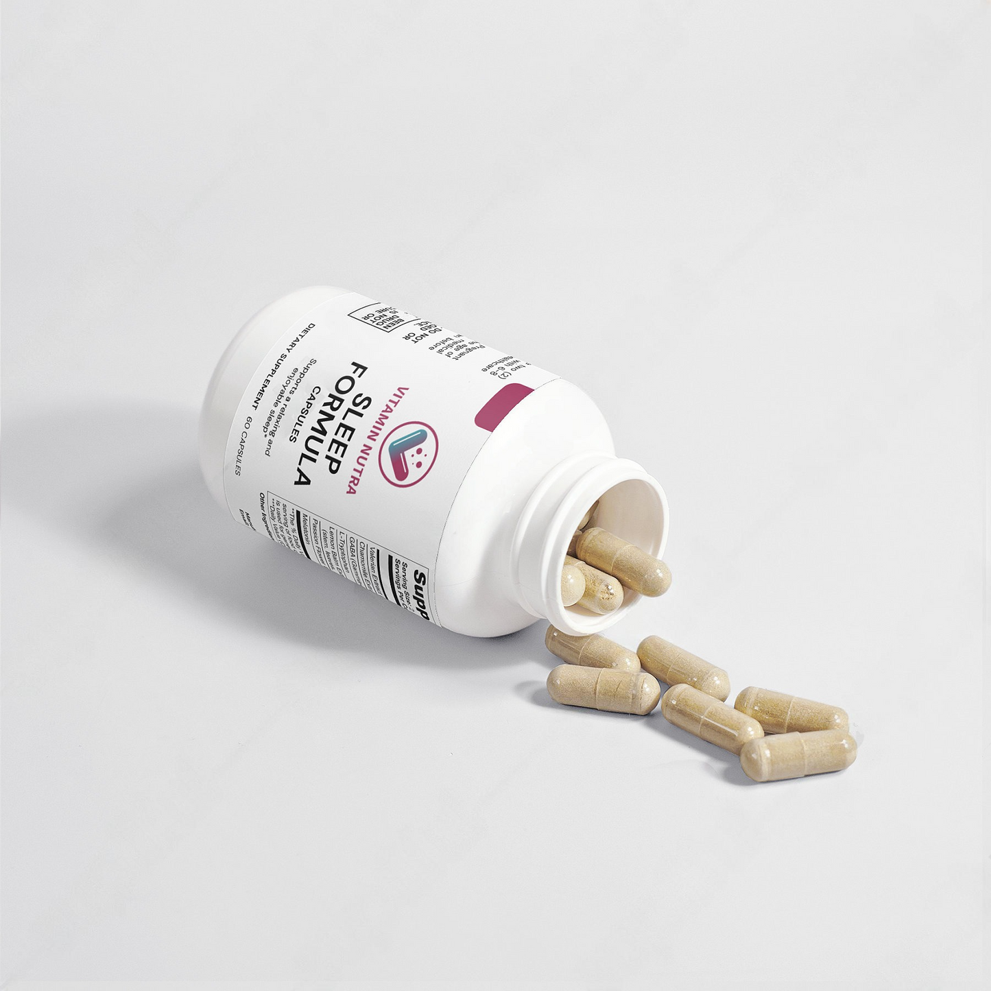  Sleep Formula capsules containing Melatonin, Valerian Root, Chamomile, and other natural sleep-supportive nutrients.