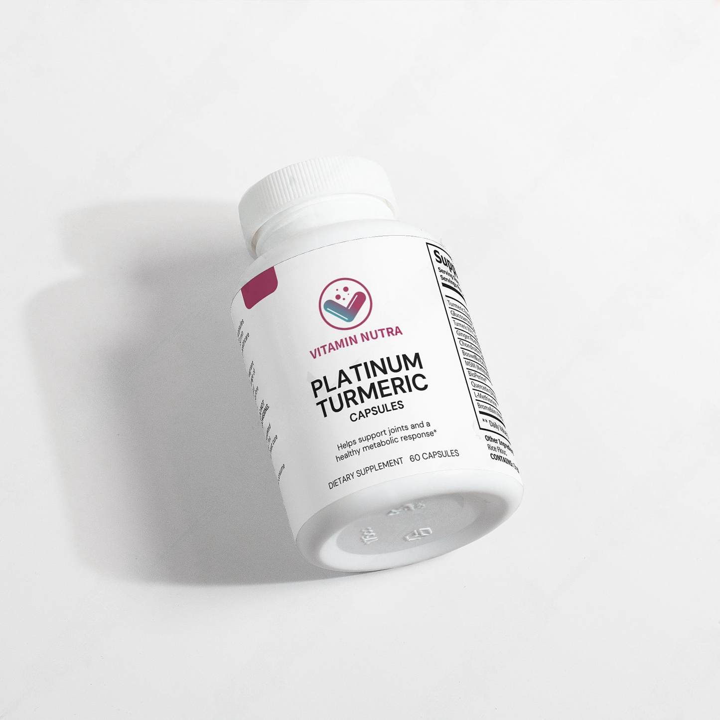 Platinum Turmeric: Glucosamine, Chondroitin, and Curcumin support healthy joints and mobility.