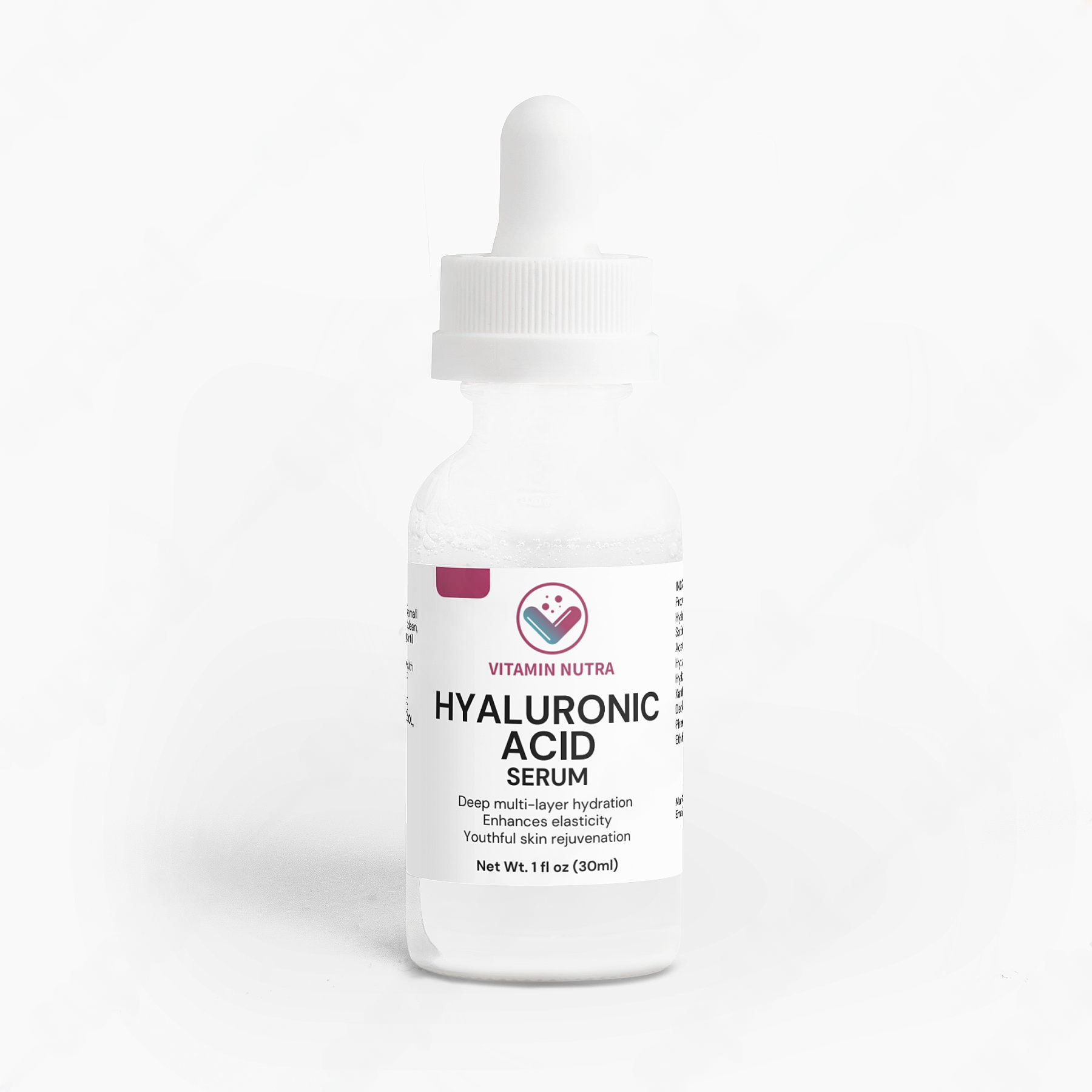 Radiant and youthful appearance achieved with Hyaluronic Acid Serum.