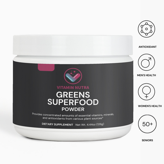 Greens Superfood Powder: Nutrient-rich blend for overall well-being.