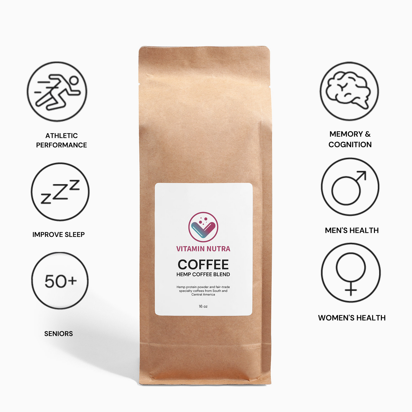 Organic Hemp Coffee Blend - medium roast coffee with protein powder.