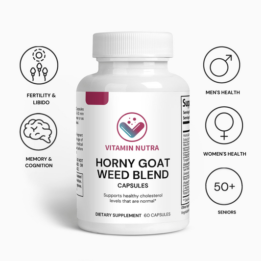 Horny Goat Weed Blend: Supports energy levels, libido, mood, focus, and overall well-being.