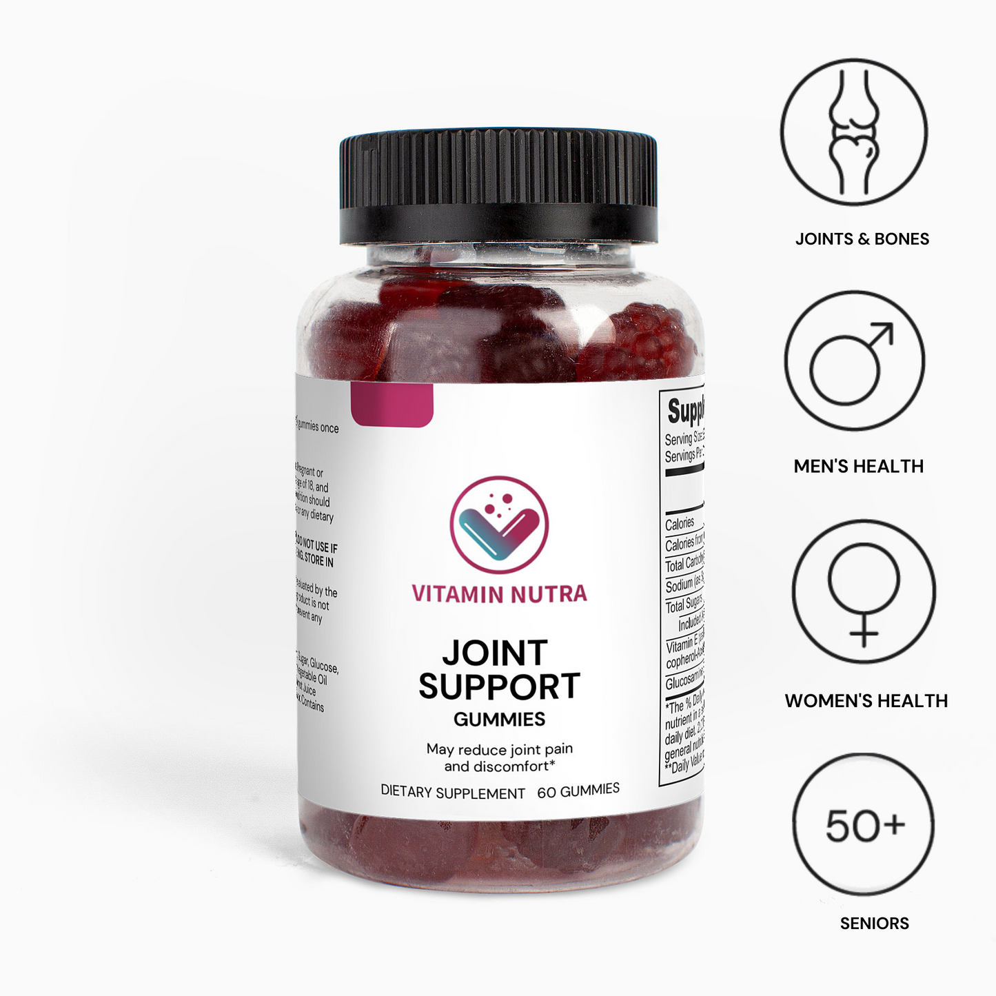 Joint Support Gummies bottle with a sleek design for active adults.