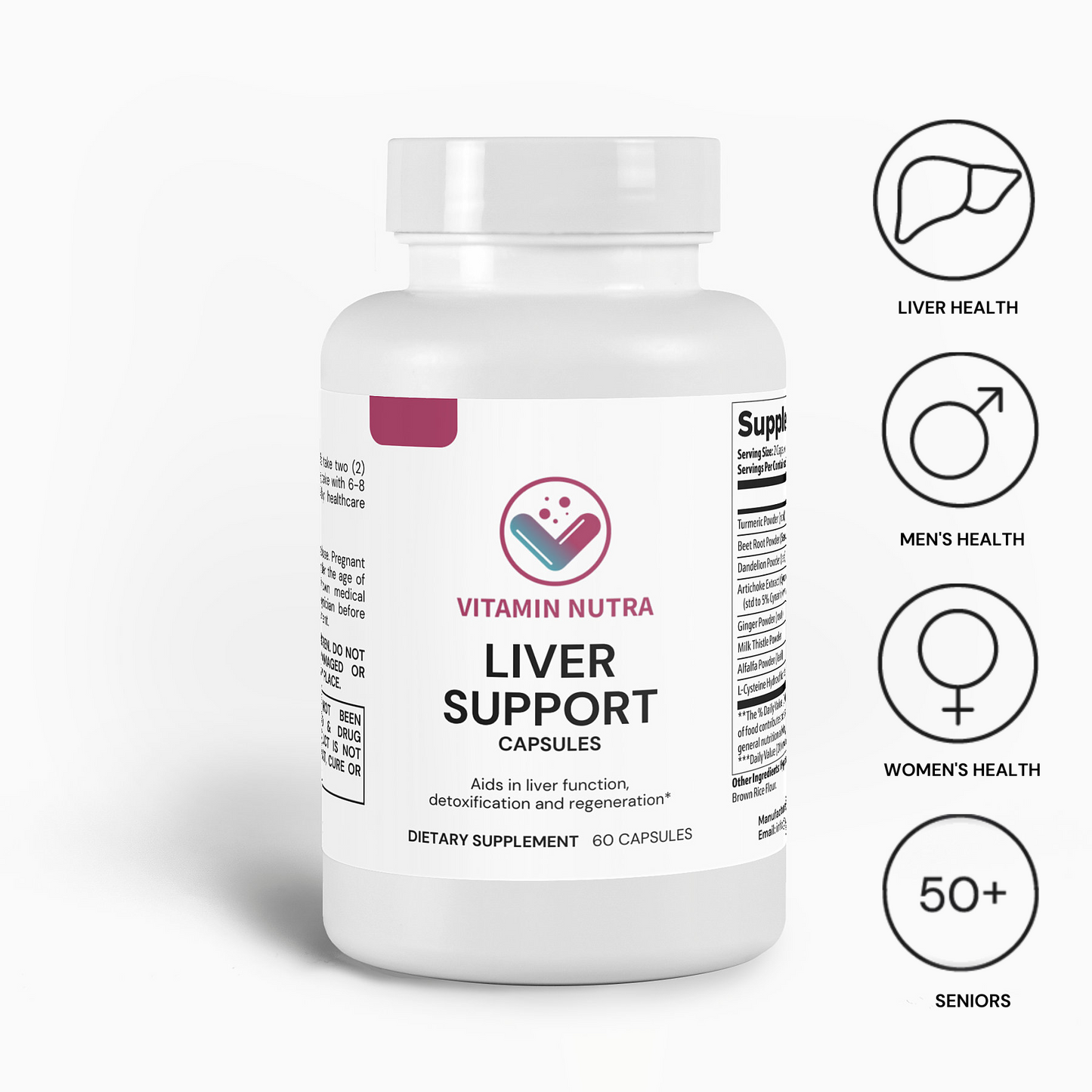 Liver Support bottle with a sleek design and natural liver supporting ingredients.