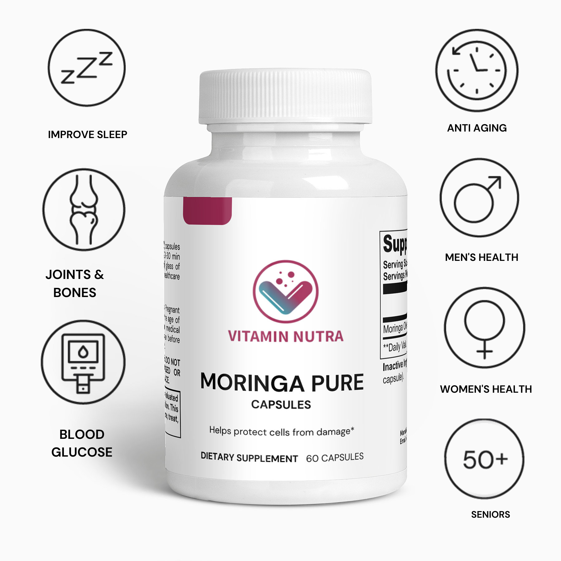 Moringa Pure: Moringa Oleifera extract for overall health and well-being.