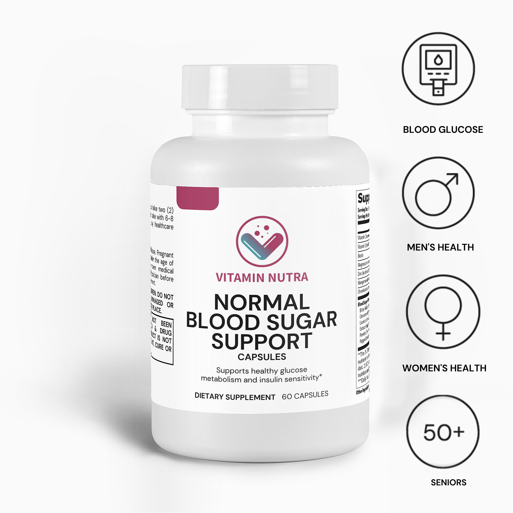 Normal Blood Sugar Support bottle with a sleek design and natural blood sugar management ingredients.