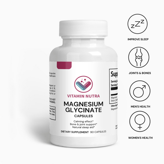 Magnesium Glycinate: Supports relaxation, sleep, and overall well-being.