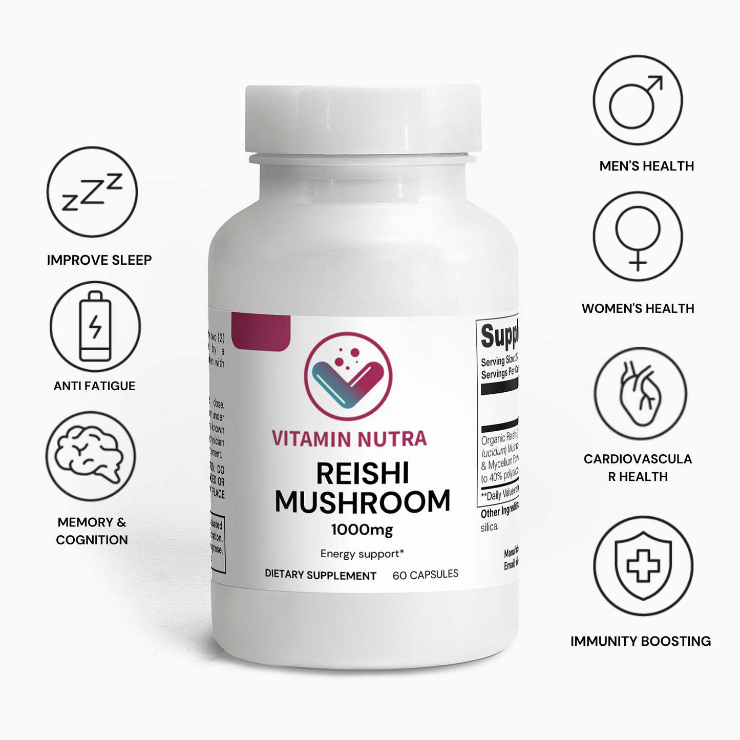 Reishi Mushroom: Adaptogenic support for a healthy stress response and mental well-being.