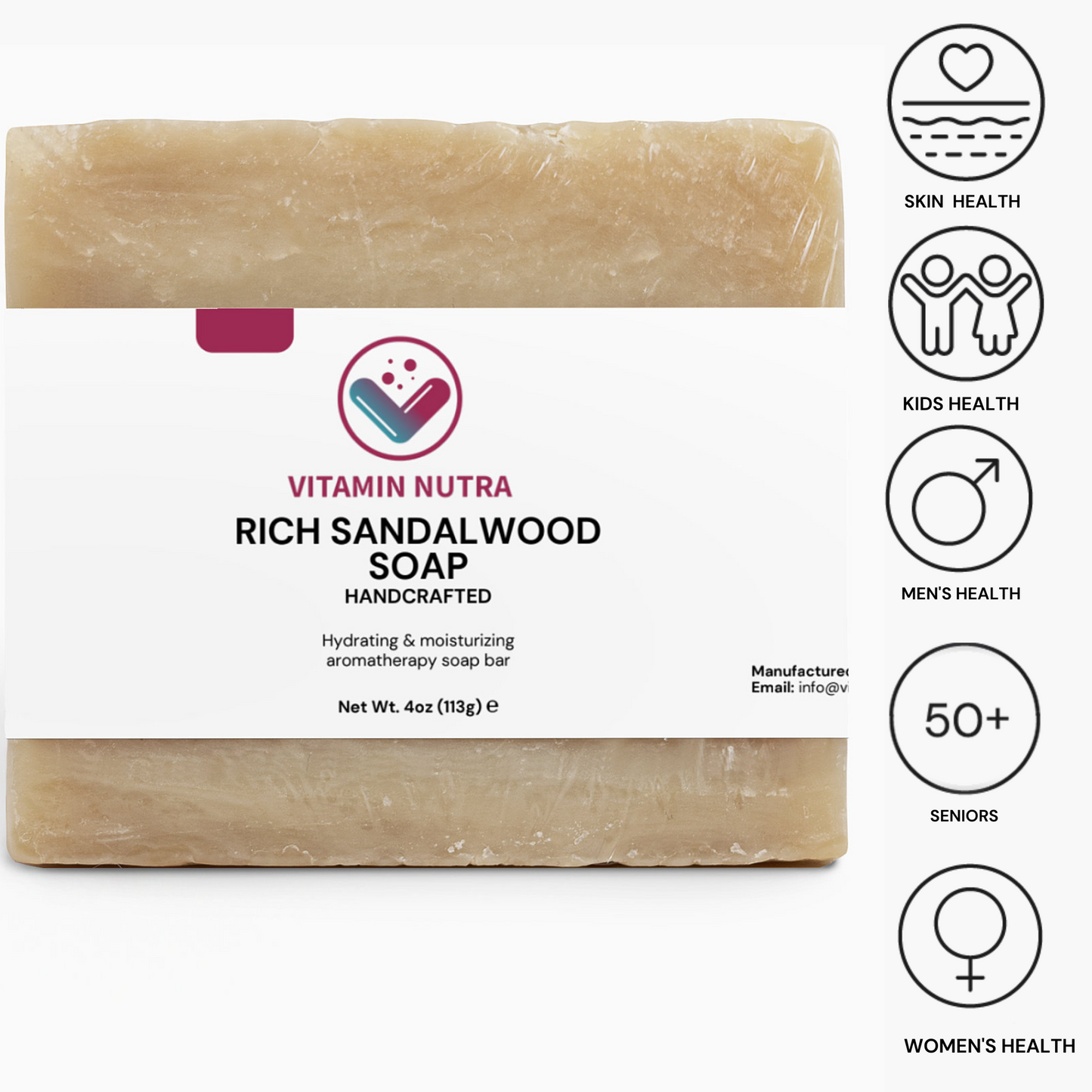 Rich Sandalwood Soap bar on a natural background.