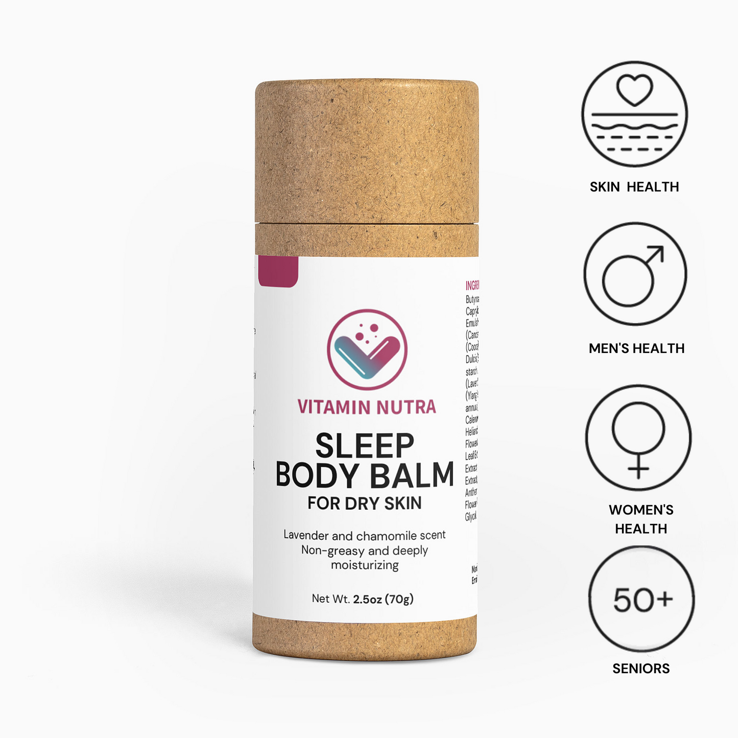 Sleep Body Balm container with natural design