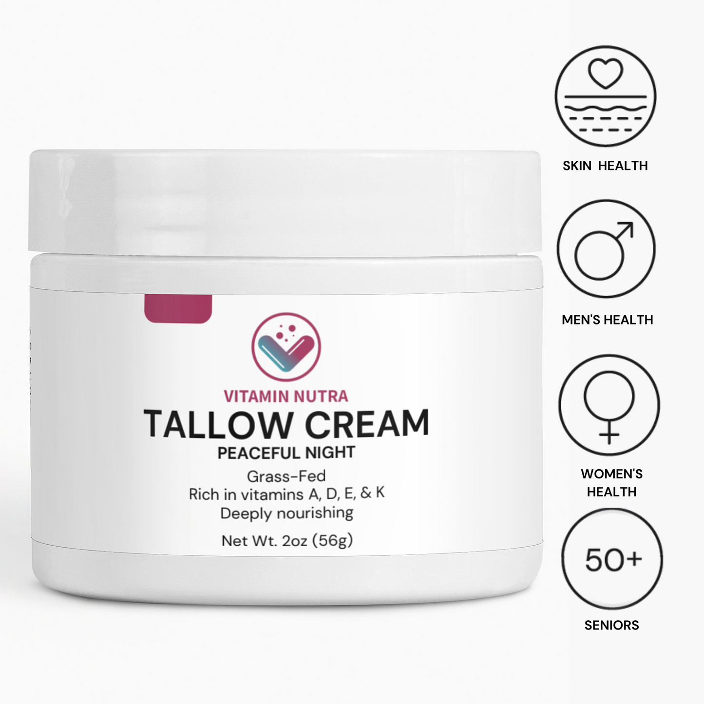  Tallow Cream Peaceful Night container with natural design.