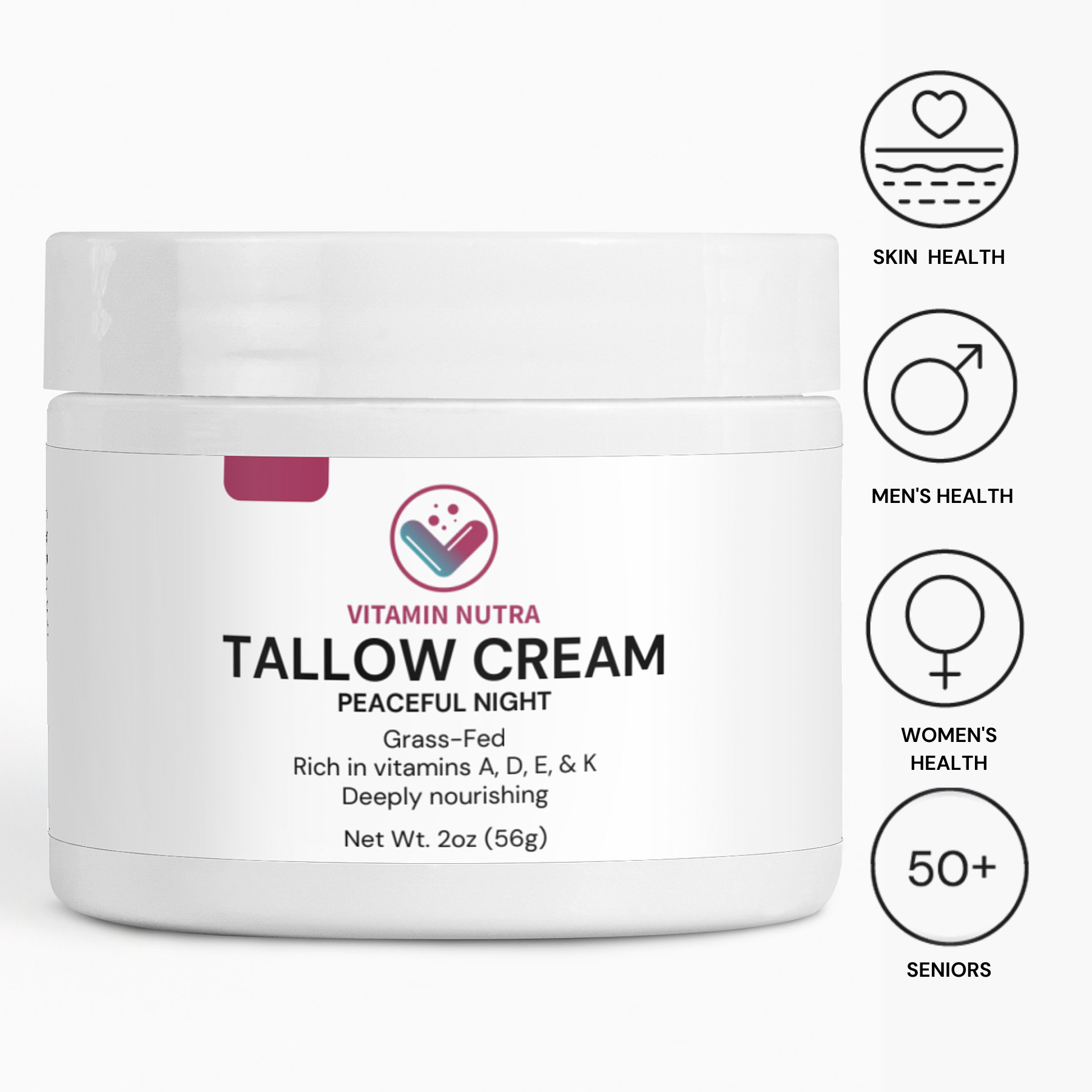  Tallow Cream Peaceful Night container with natural design.