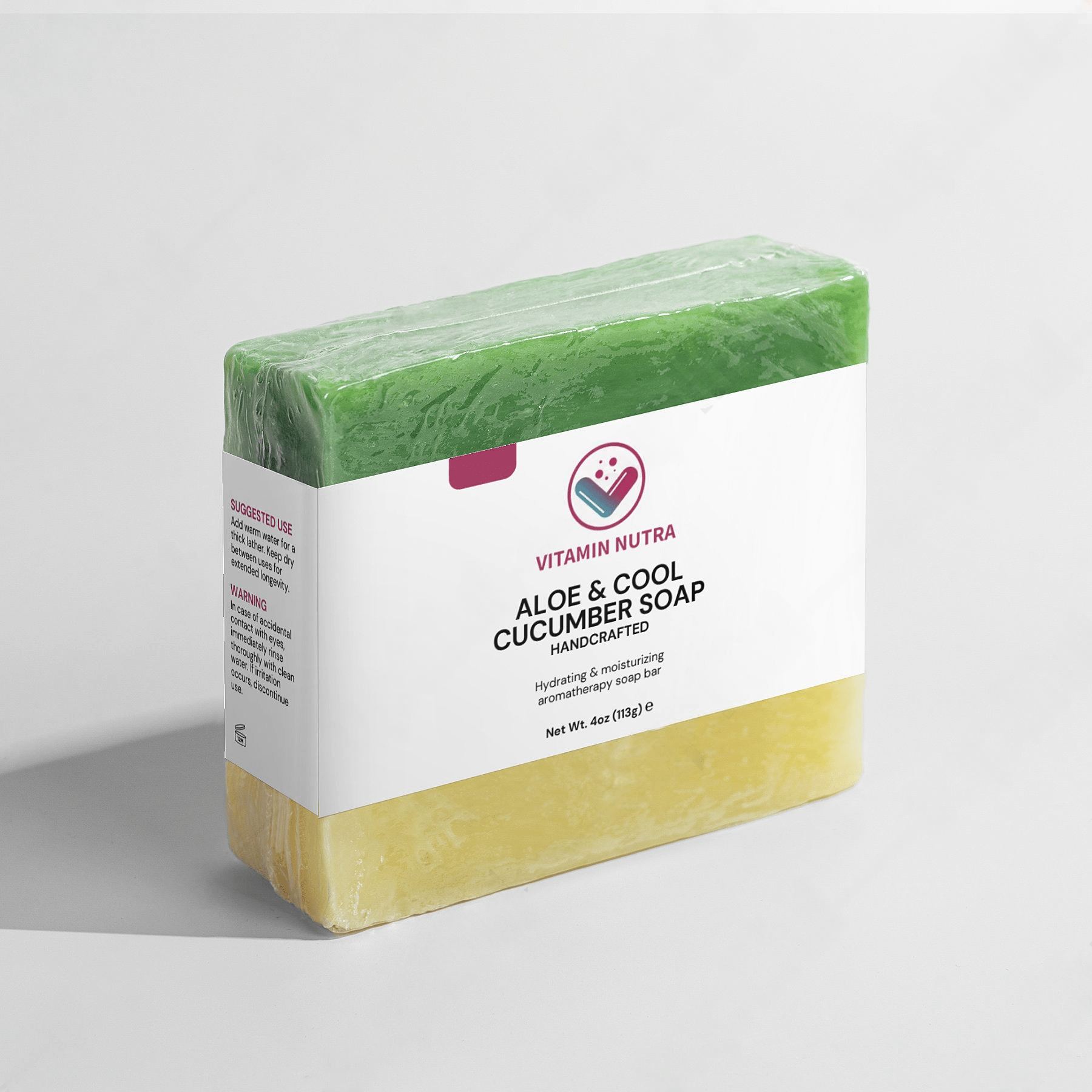 Aloe & Cool Cucumber Soap bar creating a refreshing spa atmosphere with aloe vera plants and cucumbers.