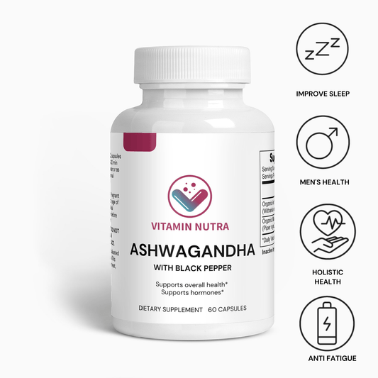 Ashwagandha Supplement: Manage stress, improve sleep, promote overall well-being.