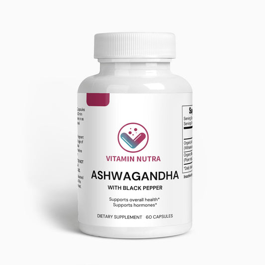 Daily dose of Ashwagandha capsules: Organic Ashwagandha root extract with black pepper for enhanced absorption.