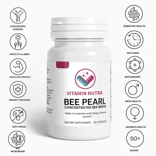 Bee Pearl: Bee bread supplement for immune system, antioxidant & overall health support.