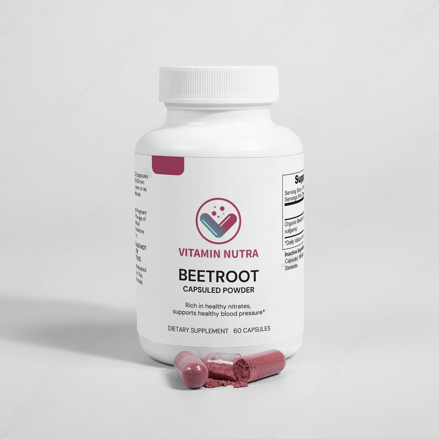  Beetroot Supplement: Made with organic beetroot powder, a natural source of nitrates.