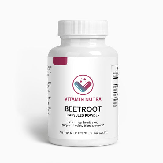 Beetroot Capsules: Daily dose of organic beetroot powder for a concentrated source of nutrients.